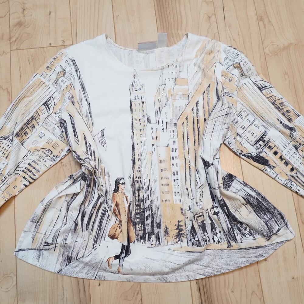 Alfred Dunner Cityscape Blouse Plus Size 3X Y2K